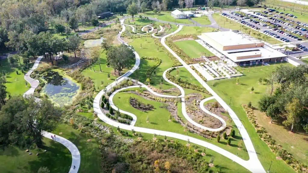 aerial view of a large park