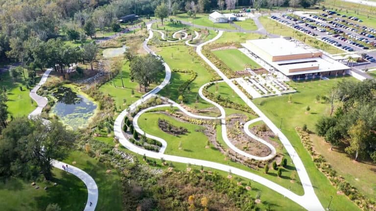 aerial view of a large park