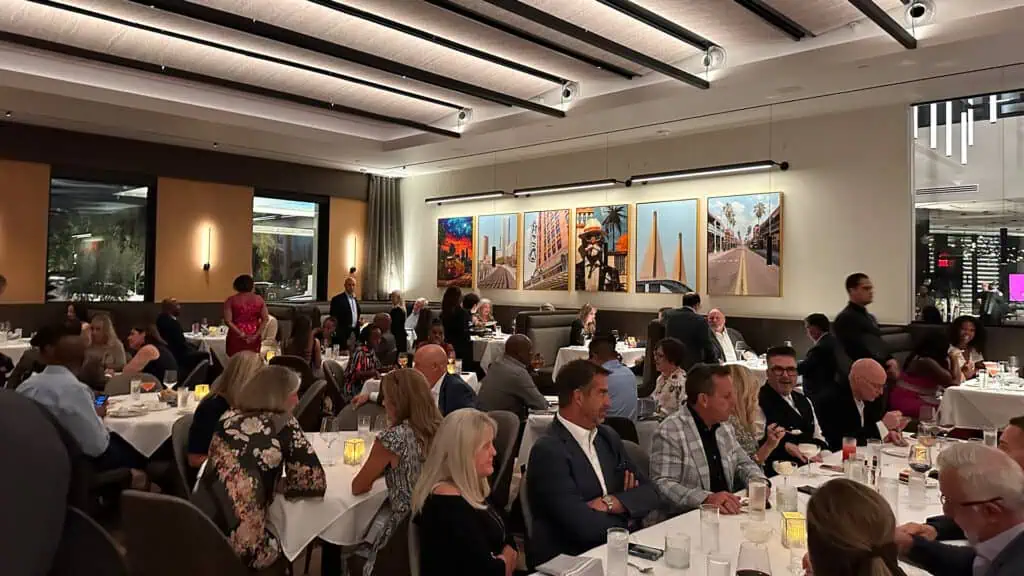 numerous guests enjoy dinner inside a prime steakhouse