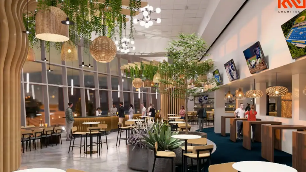 rendering of a food hall