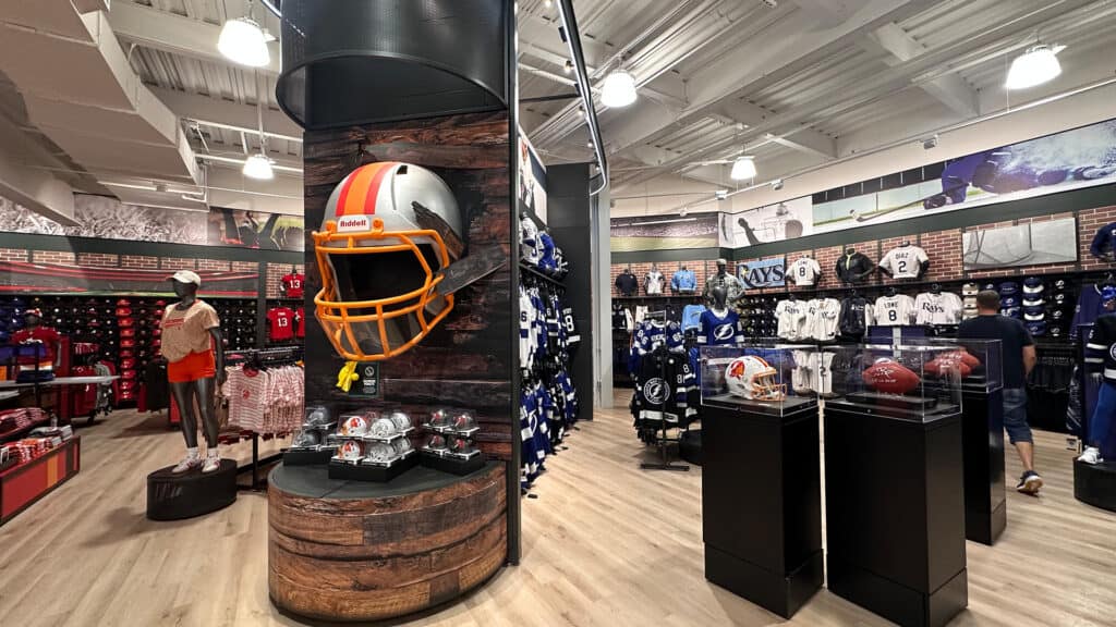 local teams are displayed in a section of a store