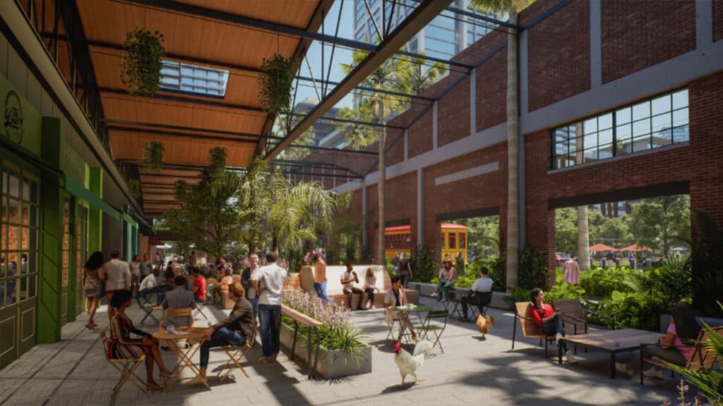 Interior rendering of a food hall