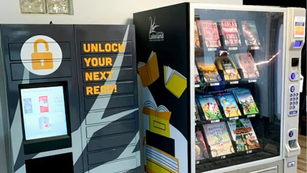 two vending machines filled with books