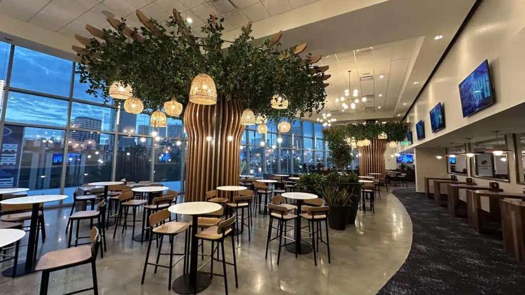 inside a food hall at a sports arena