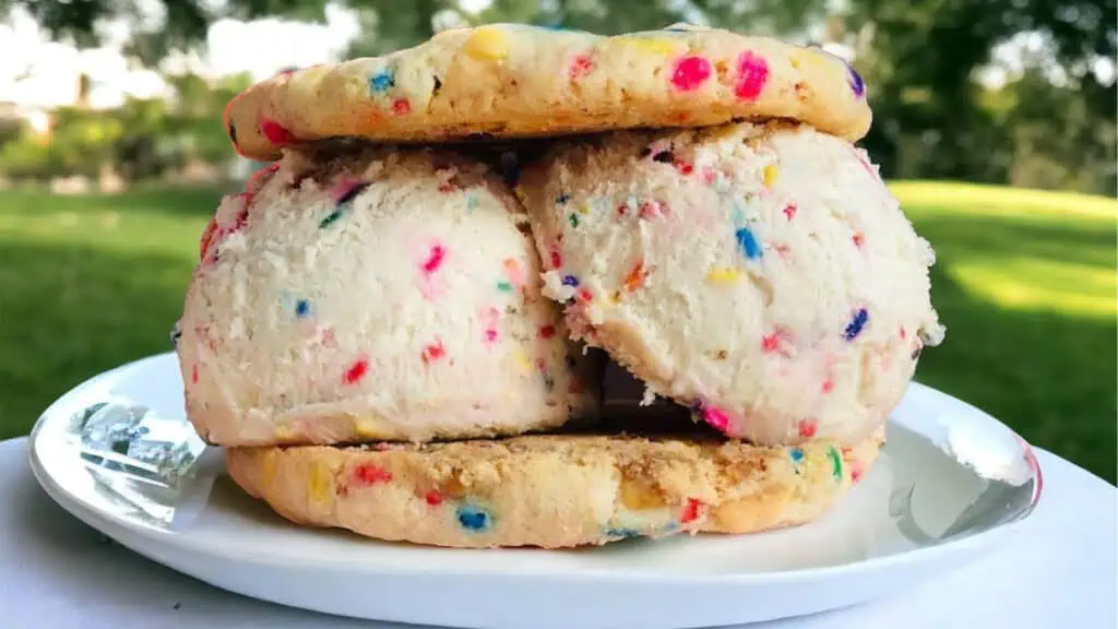 a sugar cookie ice cream sandwich 