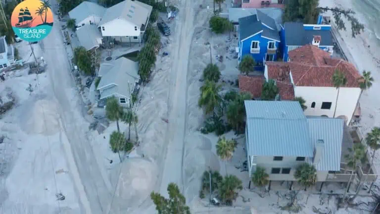 aerial view of a beach community after a storm