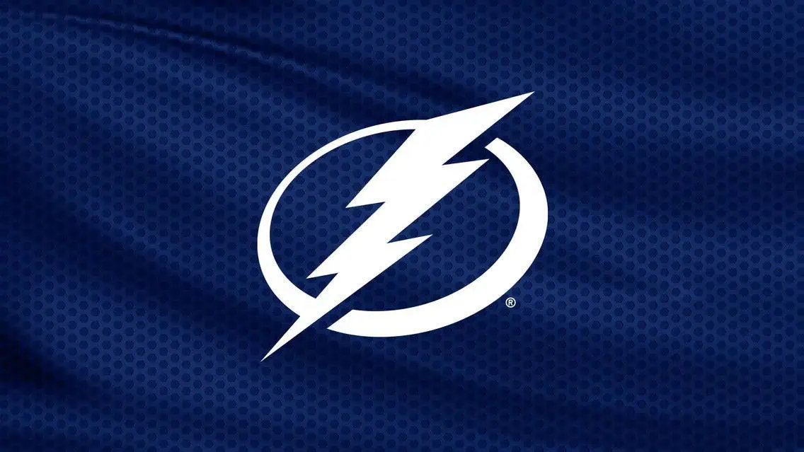 The Tampa Bay Lightning logo featuring a white lightning bolt inside a circle on a dark blue, textured background.