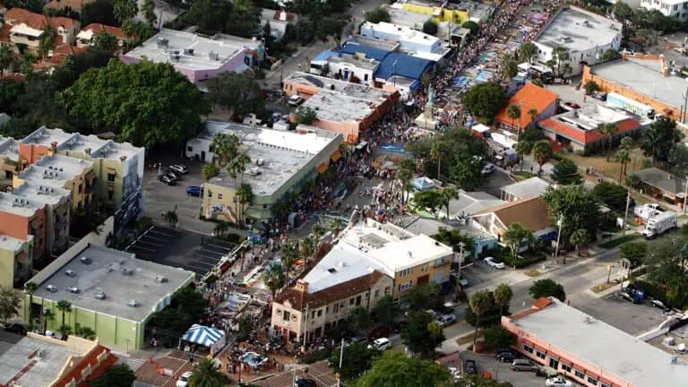 aerial view of a chalk festival