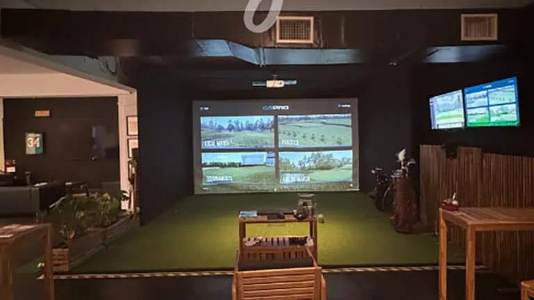 interior of a golf simulator lounge