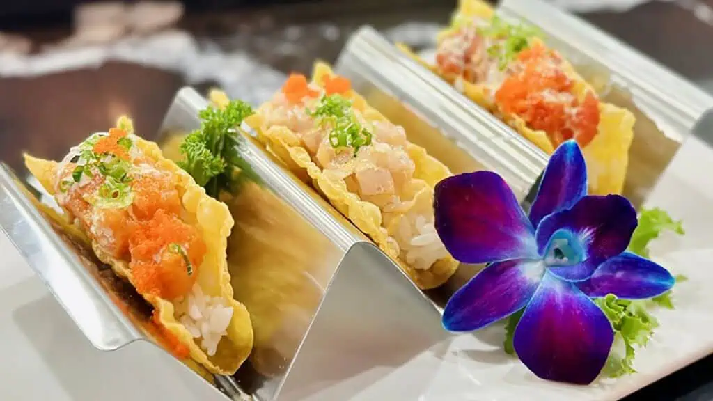 sushi tacos arranged on a table