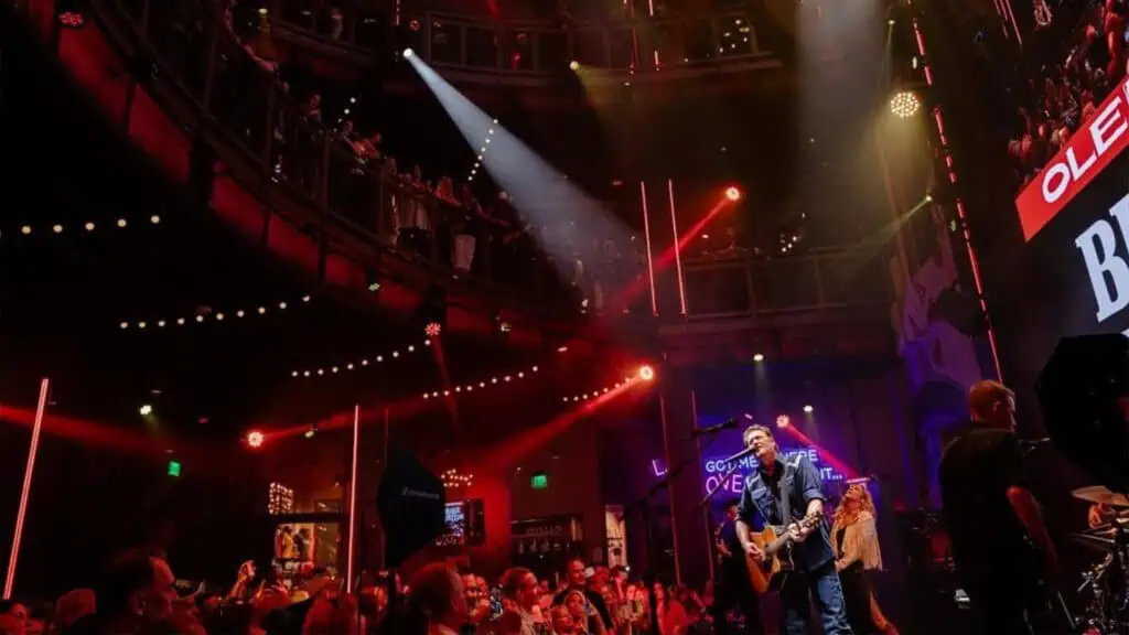 a musician performs on stage during a big concert