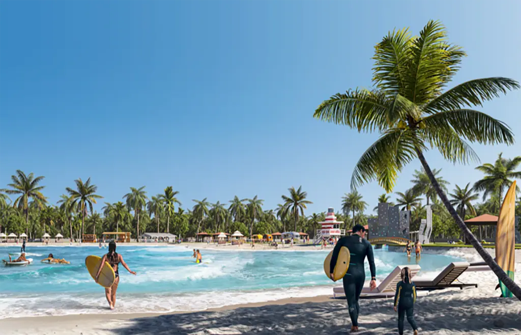 rendering of a beach area at a surf park