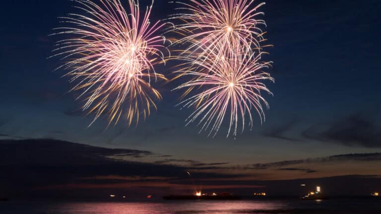 Fireworks over the water