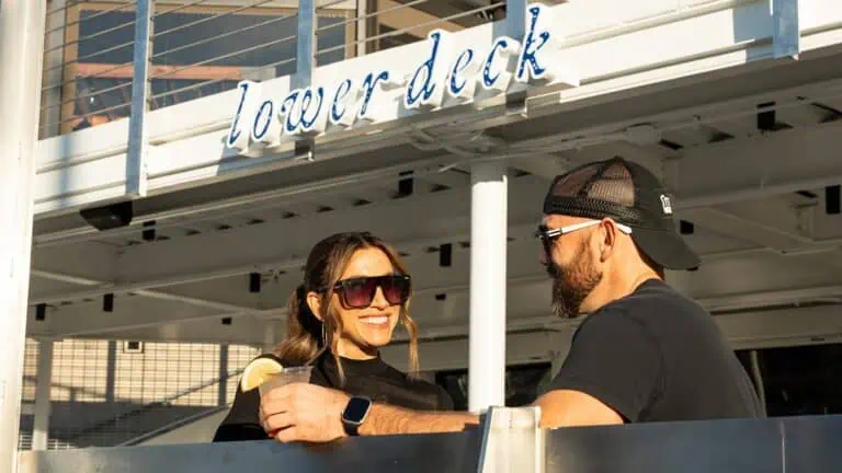 two people dining outside at a restaurant