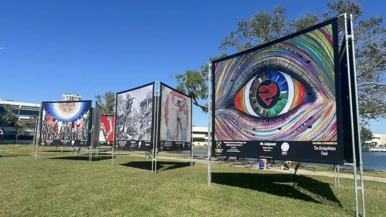 A large outdoor art exhibition