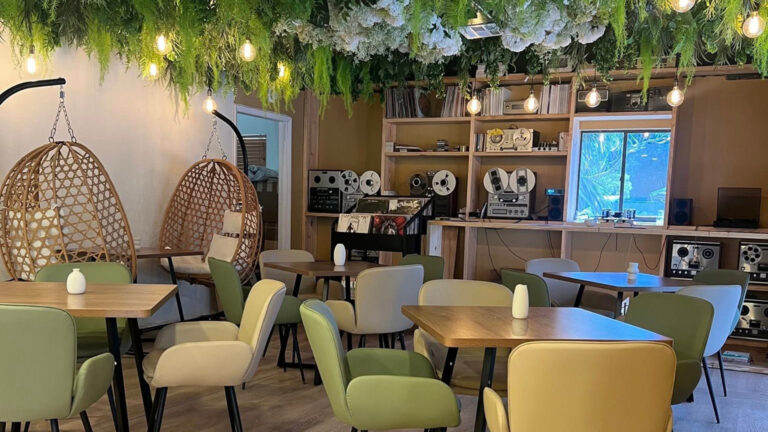 The interior of a cafe