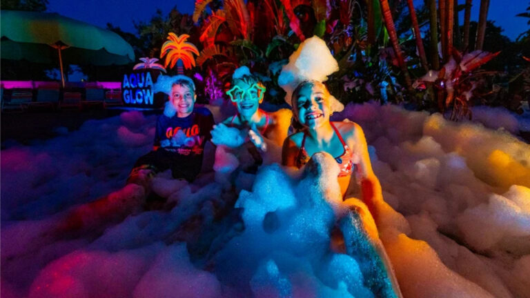 Kids surrounded by bubbles