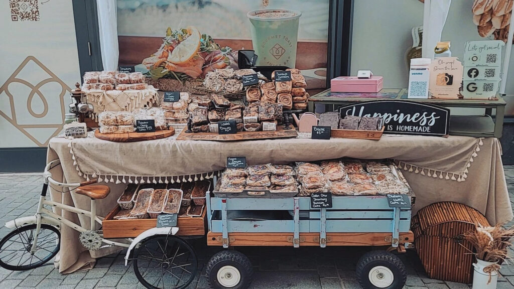 Baked goods on display