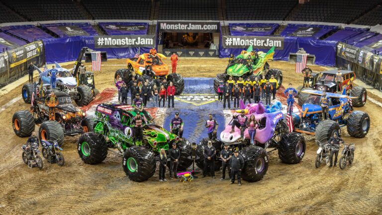 Monster trucks on a course