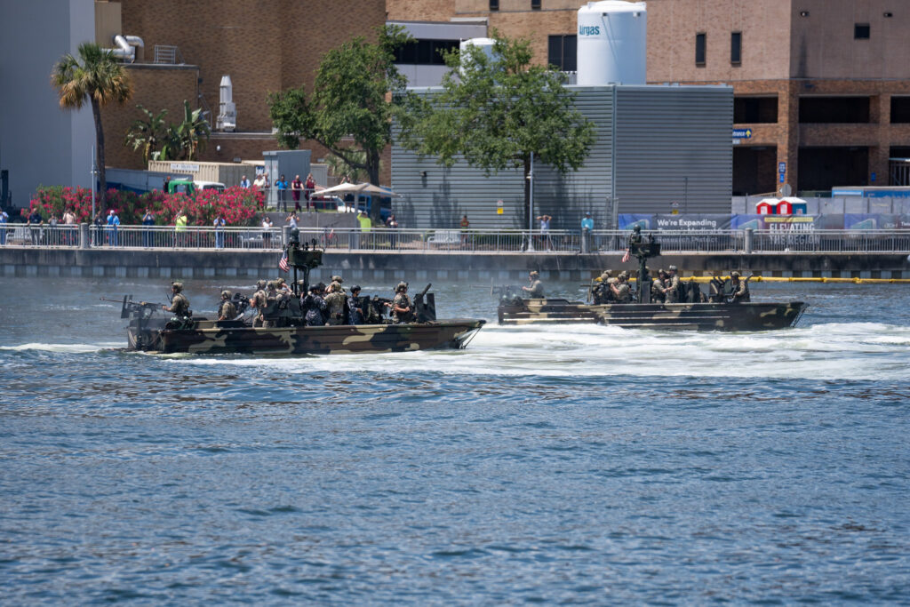 Military boats on the water