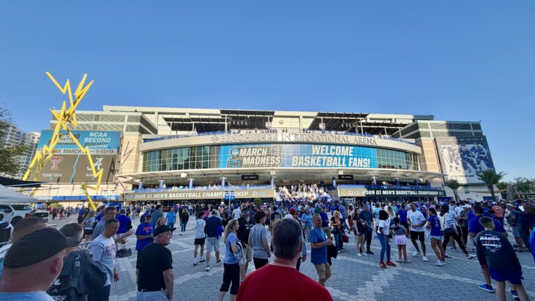 The exterior of Benchmark International Arena in Tampa