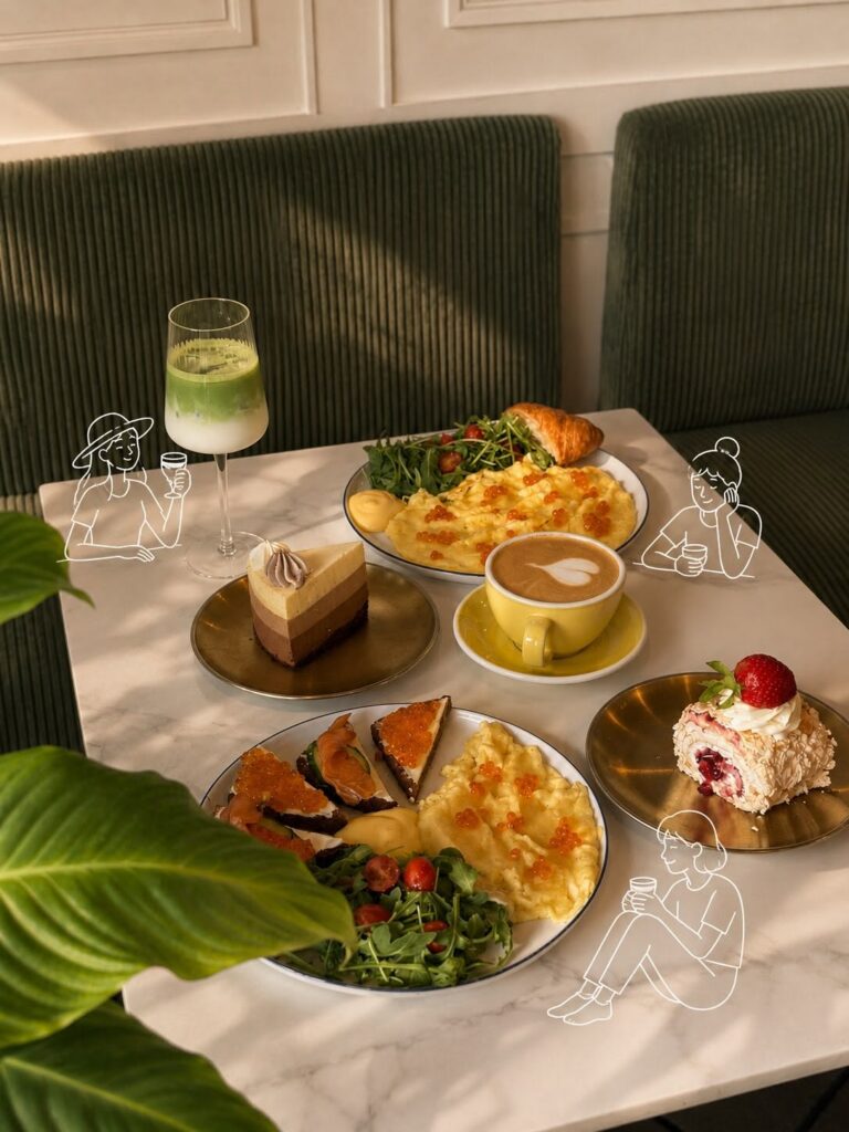 An assortment of food and drinks from farmers milk