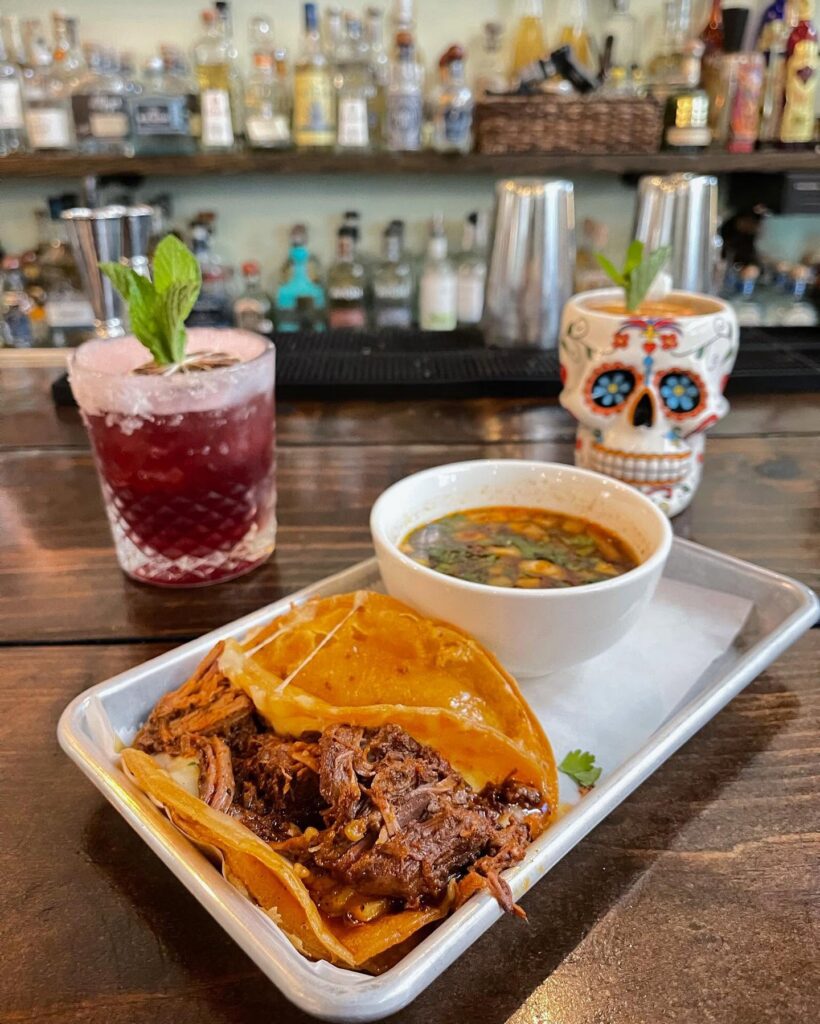 Food at drink at Rreal Tacos, which just opened in Tampa